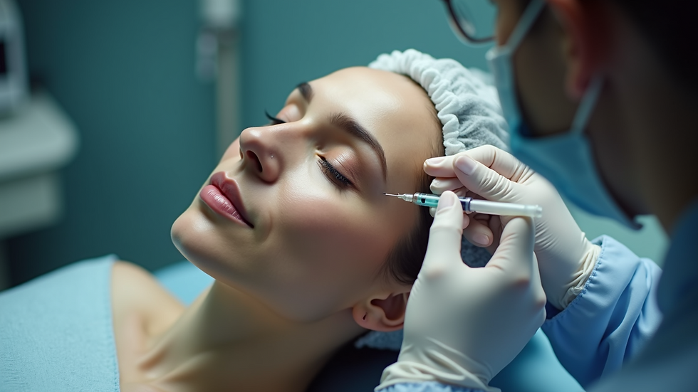 High angle view of a patient receiving dermal filler injection