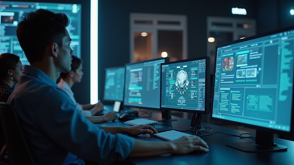 Eye-level view of sleek gaming interface showcasing AI UI features