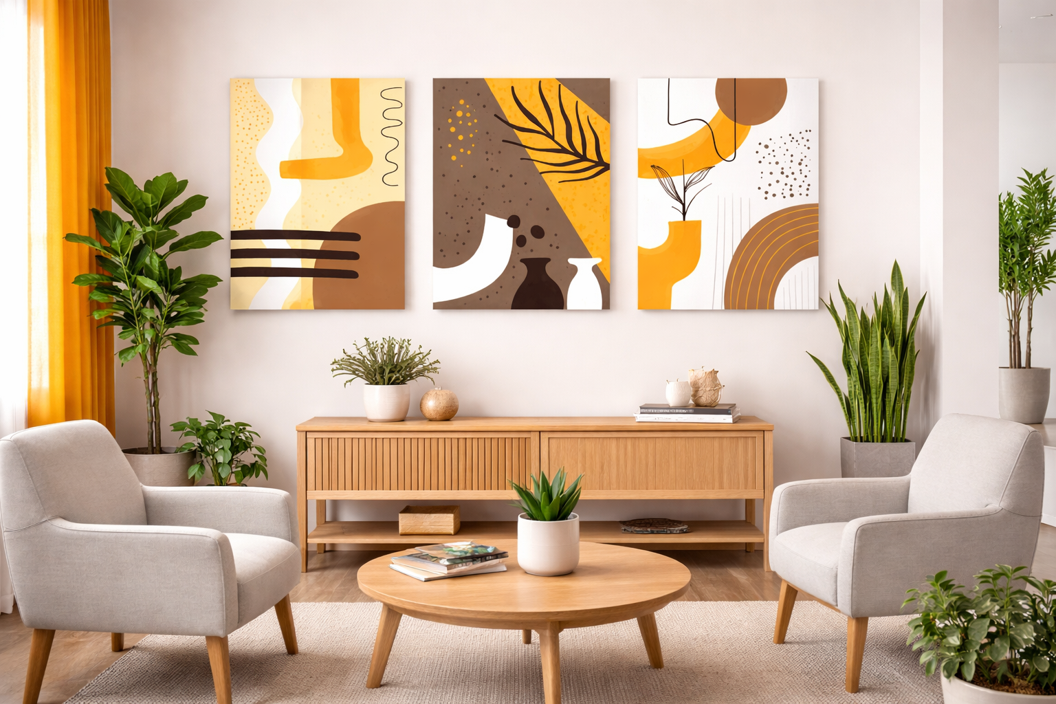 Ochre Organic Geometry ( Set of 3 )