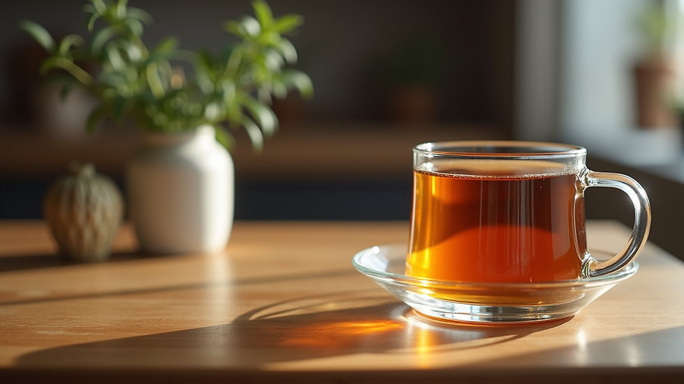 Nahaufnahme eines beruhigenden Tees auf einem Holztisch