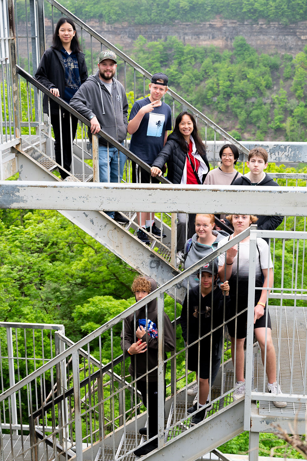 Youth group on steps leading into the Niagara Gorge