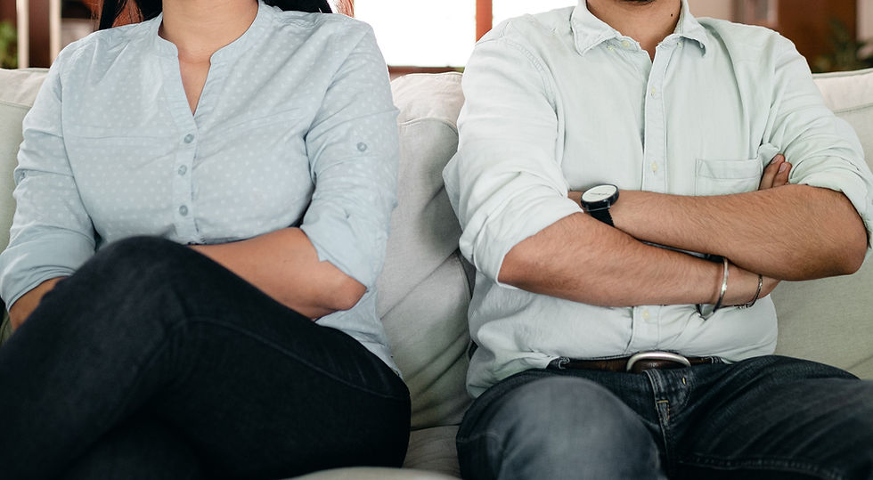 Upset couple on therapy couch in Marietta GA