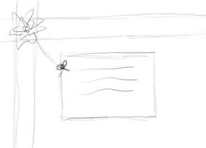 Rough sketch of a present with a tag