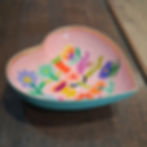 Vide poche cœur rose & fleurs - Petite Déco intérieure - Coccinelle TROYES