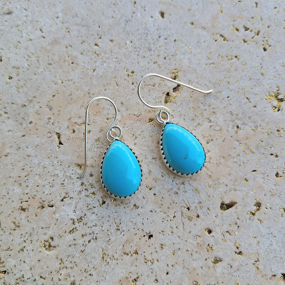 Boucle d'oreille turquoise - pierre naturelle - Coccinelle TROYES