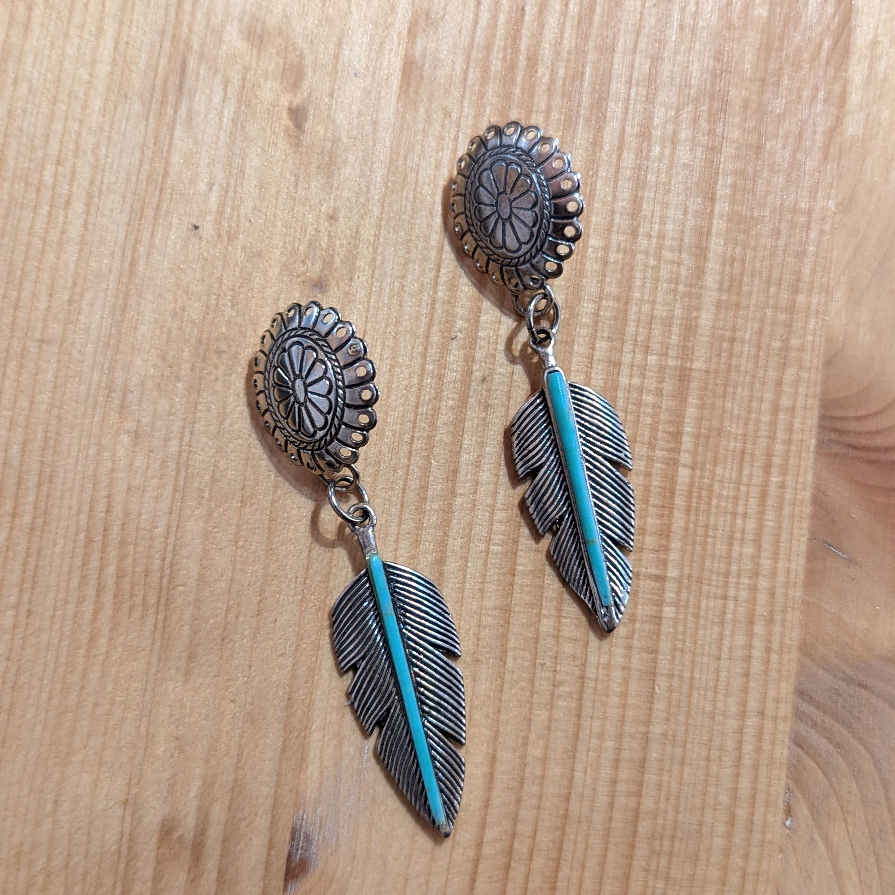 Boucle d'oreille Argent 925 Ethnique - Plume pendante