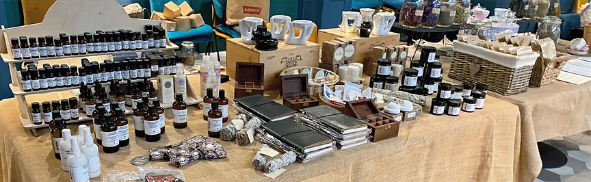 Selection of Spirit Bristol's products displayed at a Mind, Body and Spirit Event