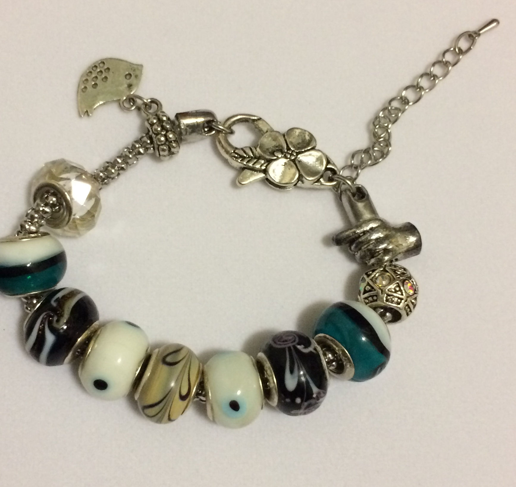 White & Bleu Charms Bracelet