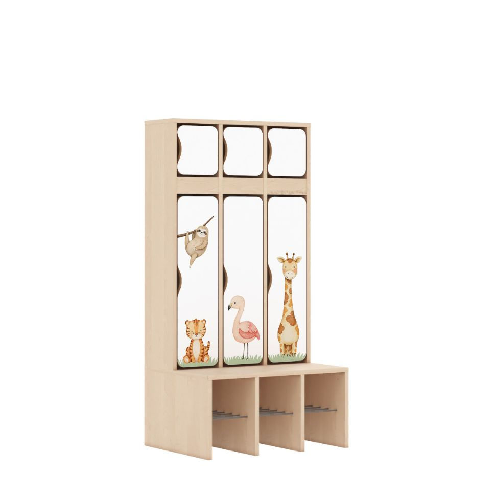 Miniaturbild: Kita Garderobe Animals mit 3 Plätzen für Kindergarten und Krippe