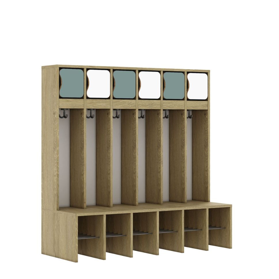 Miniaturbild: Kindergarten Garderobe Eco Kids für 6 Kinder mit Schuhfächern