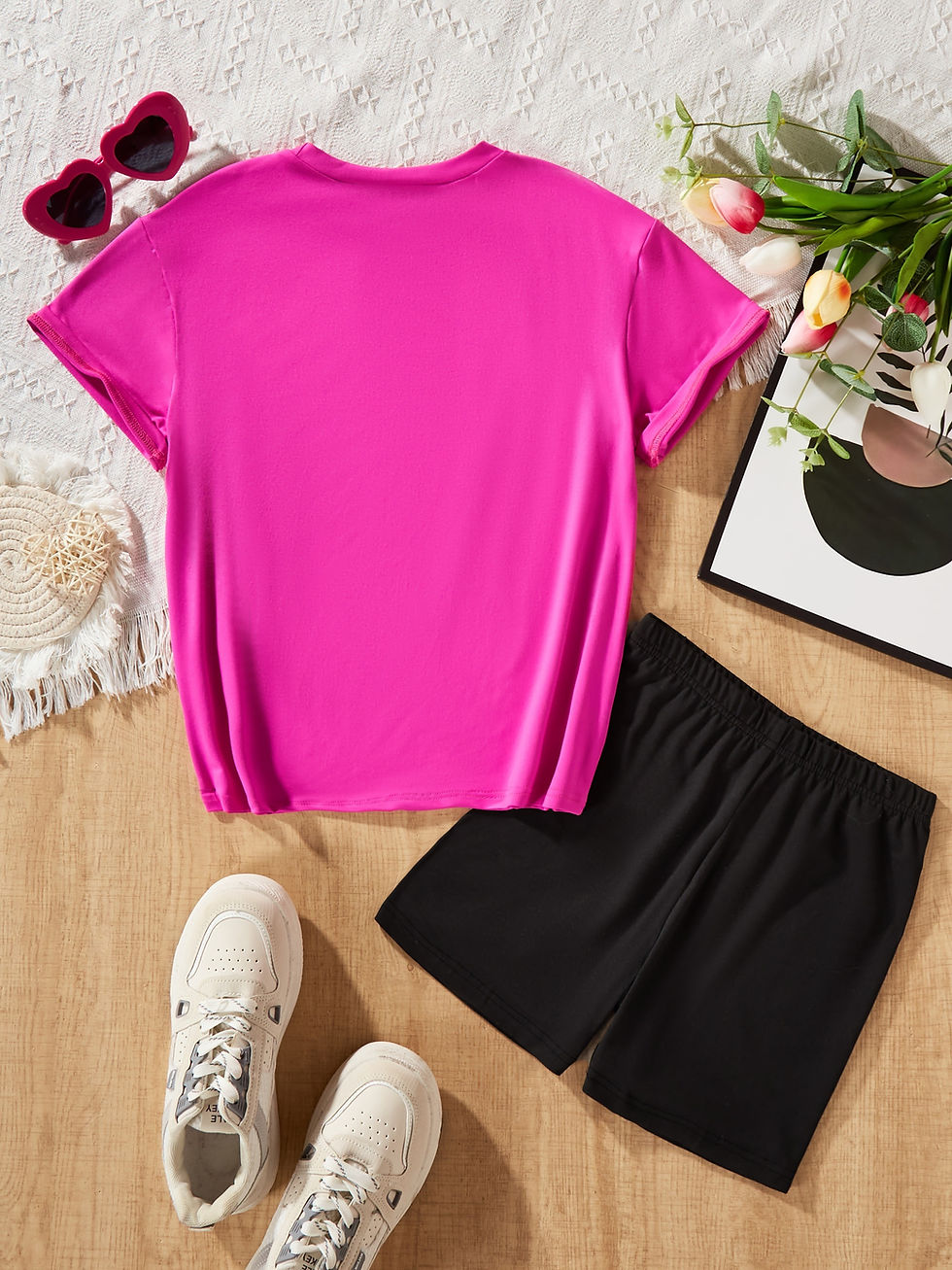 Miniatura: Ensemble été bébé fille 2 pièces – T-shirt manches courtes et short impri