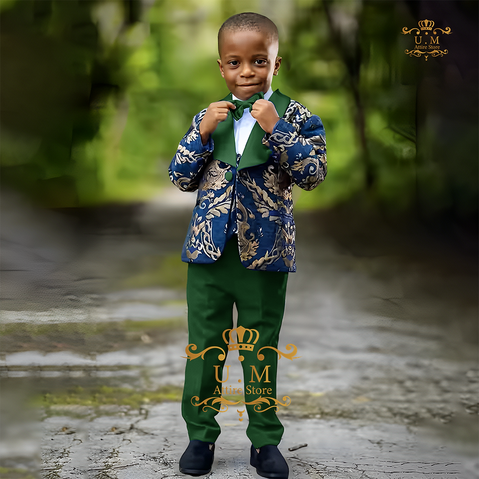 Miniatura: Smoking pour enfant 3 pièces : veste, gilet et pantalon, en jacquard, blazer