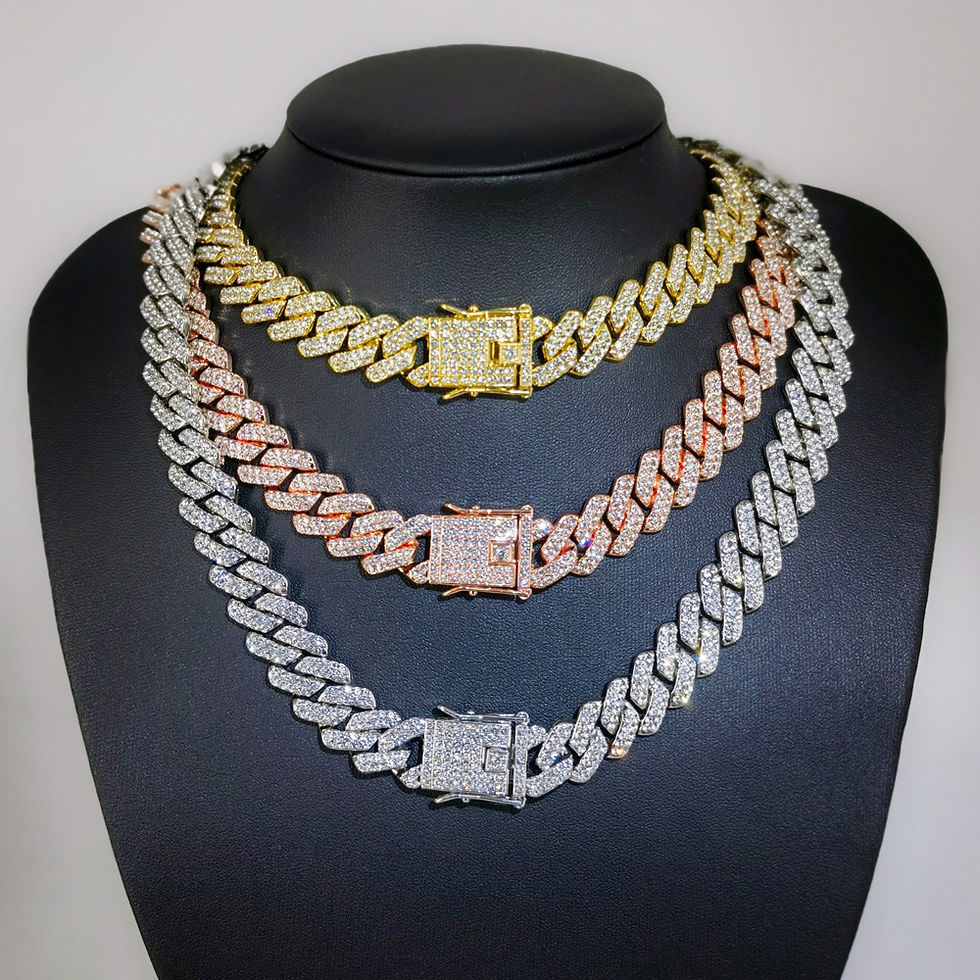 Miniature : Collier homme chaîne cubaine14 mm avec strass
