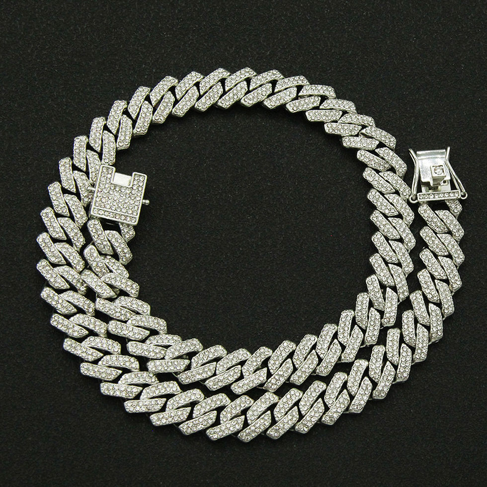 Miniature : Collier homme chaîne cubaine14 mm avec strass