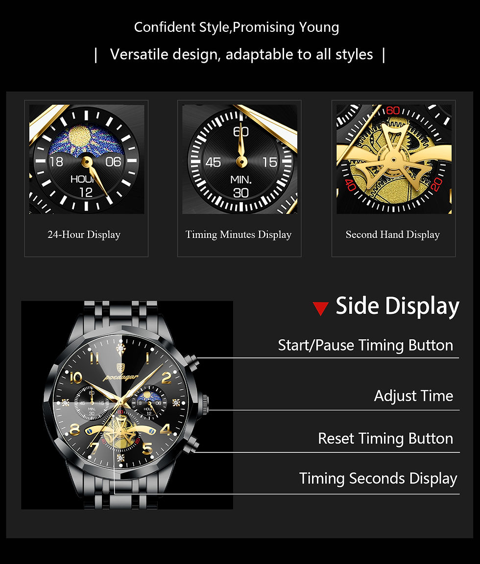 Thumbnail: Montre bracelet de luxe pour homme, haute qualité, chronographe