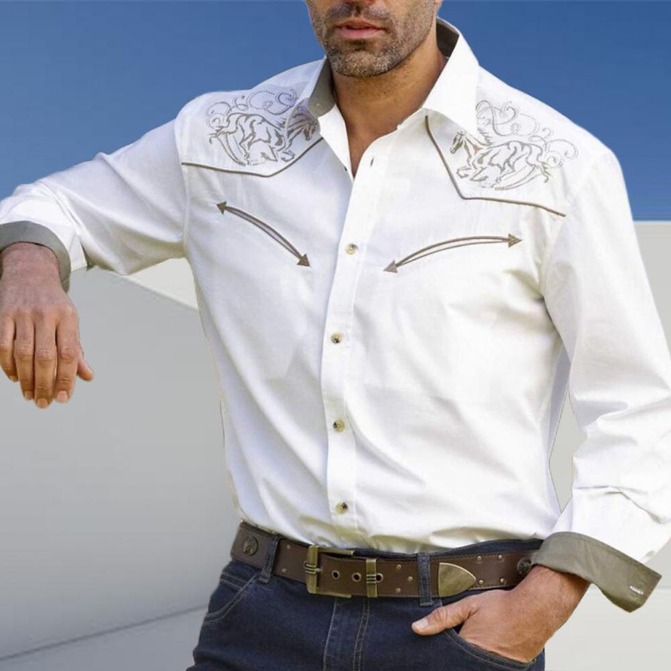 Thumbnail: Chemise rétro vintage imprimé cowboy western