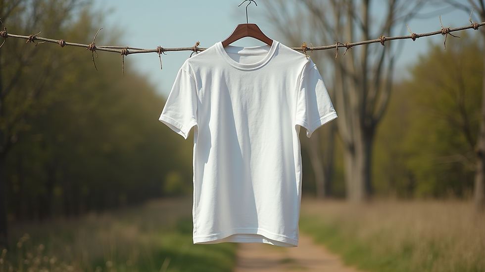 Vue rapprochée d'un t-shirt blanc en coton sur un cintre