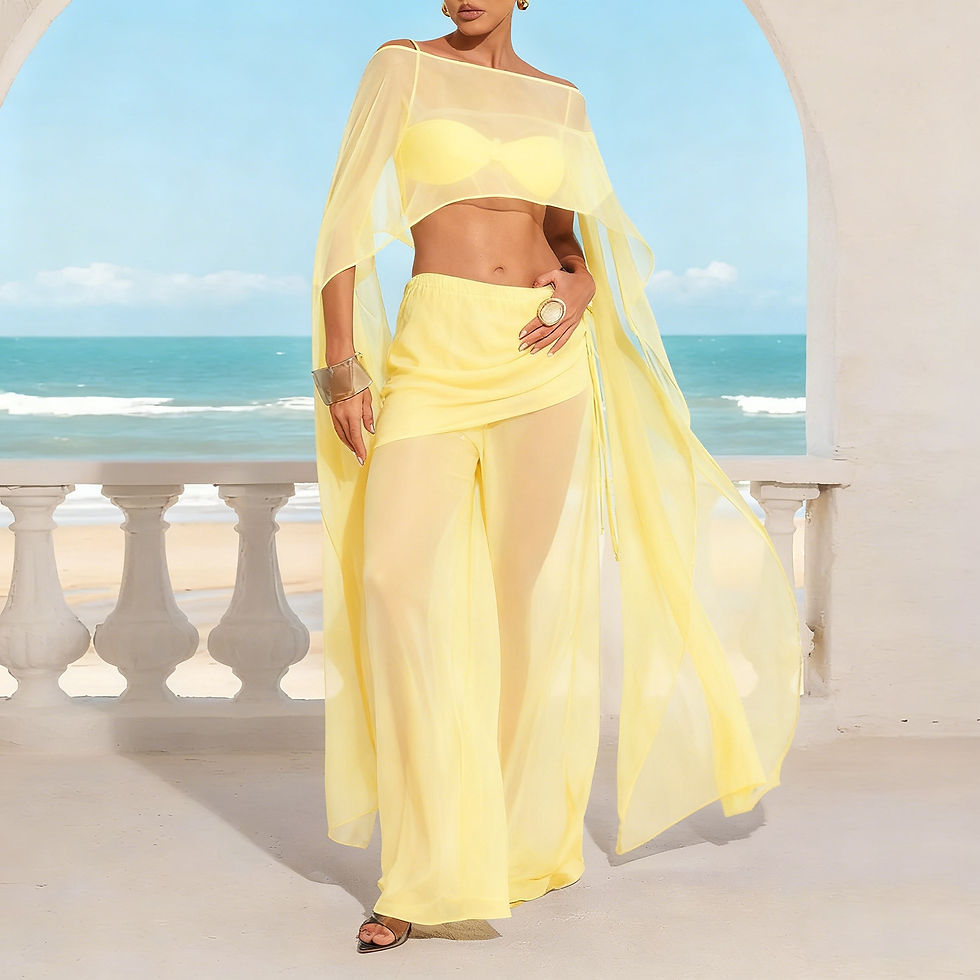 Miniature : Ensemble Femme Chiffon Long Cape Filet Transparent