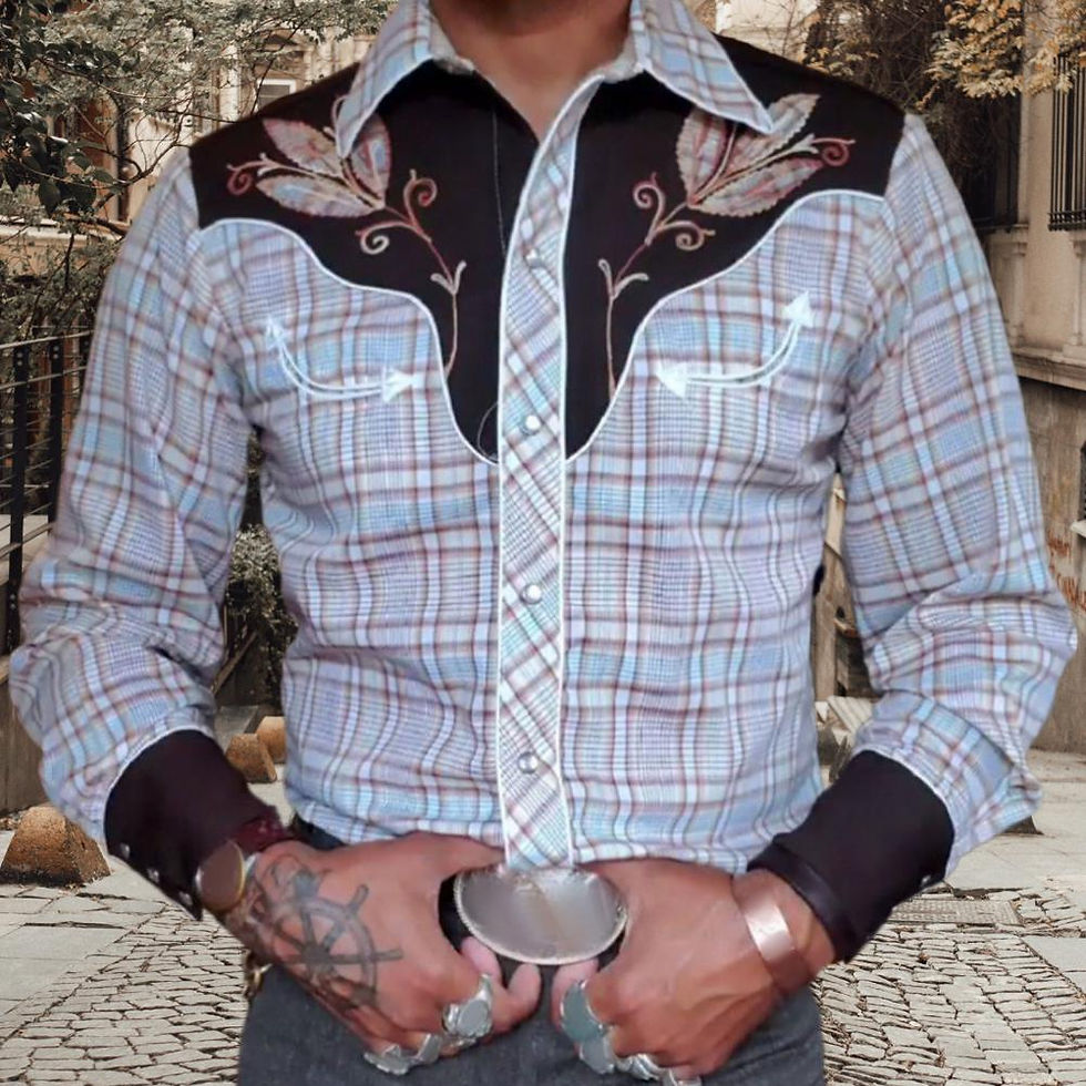 Thumbnail: Chemise rétro vintage imprimé cowboy western
