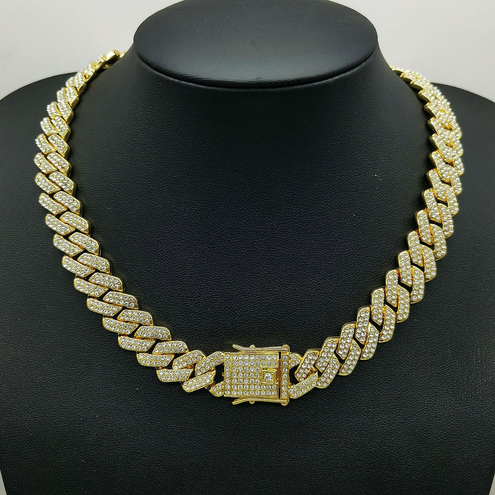Miniature : Collier homme chaîne cubaine14 mm avec strass