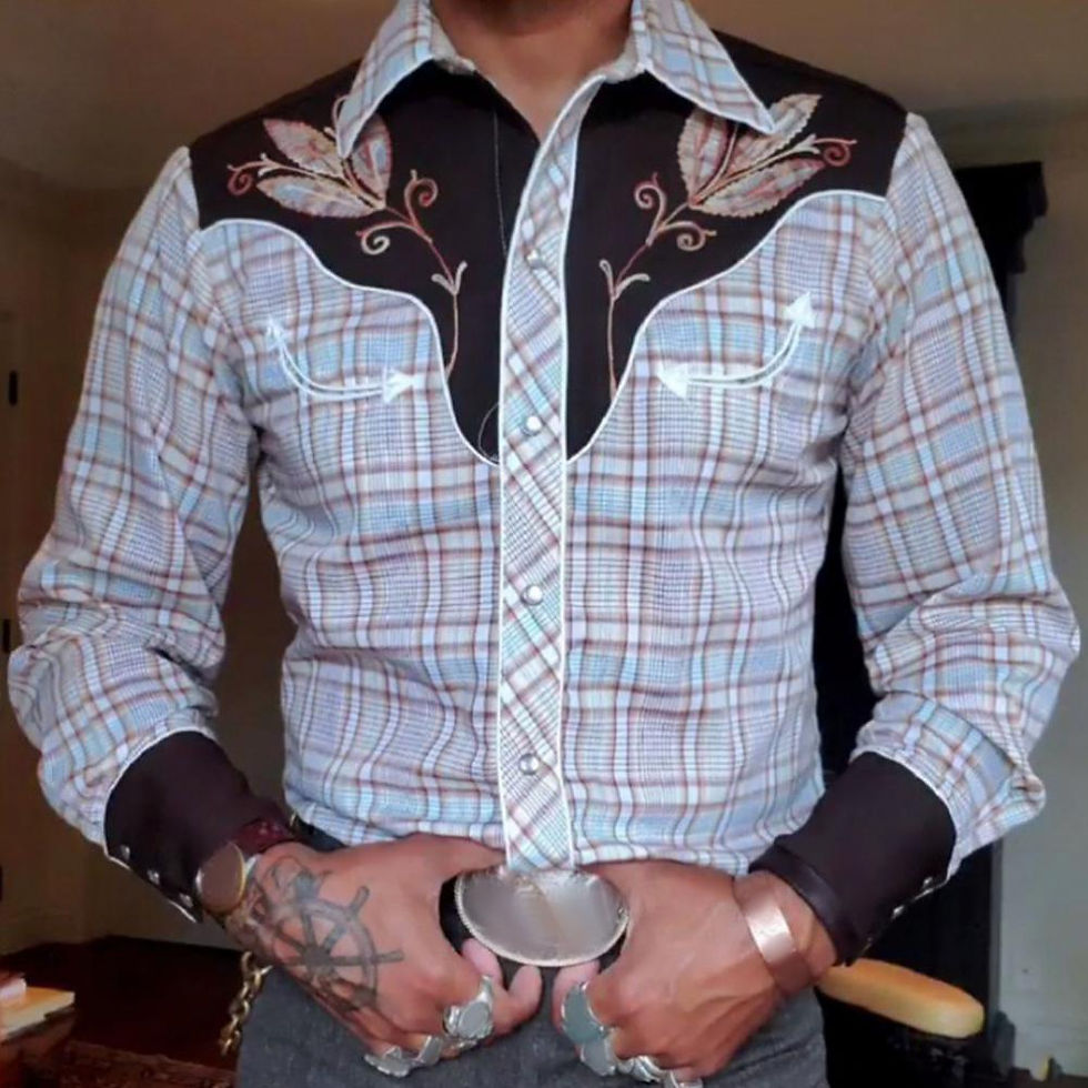 Thumbnail: Chemise rétro vintage imprimé cowboy western