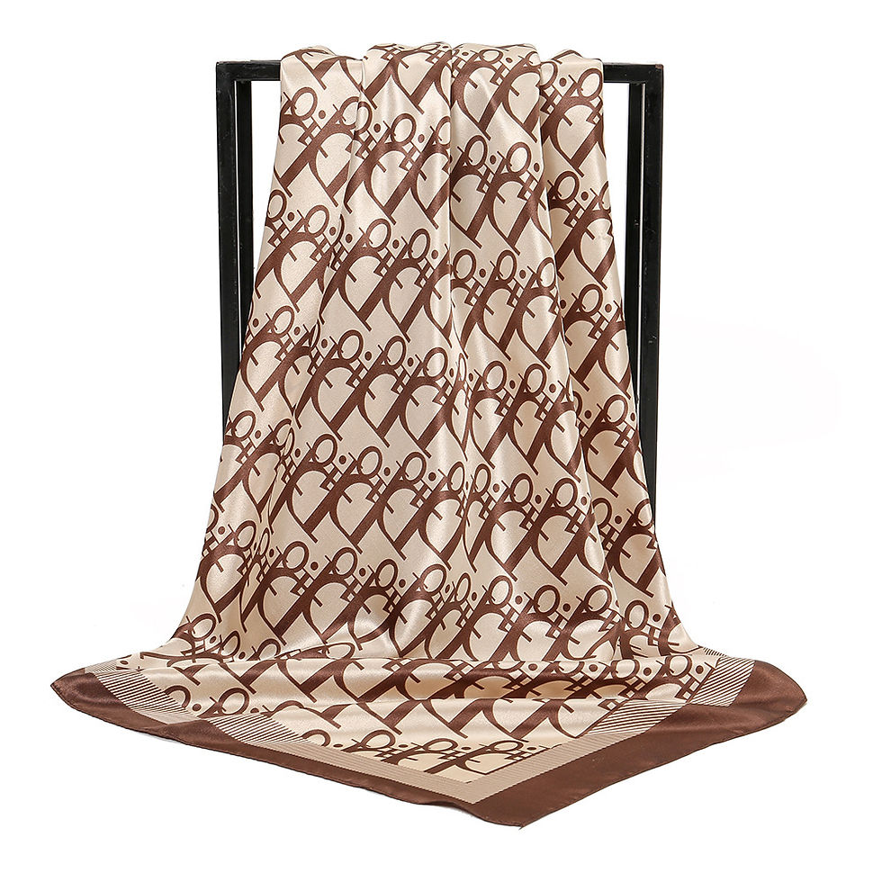 Miniature : 1 pièce – Foulard en soie pour femme, 90 cm, style vintage et tendance