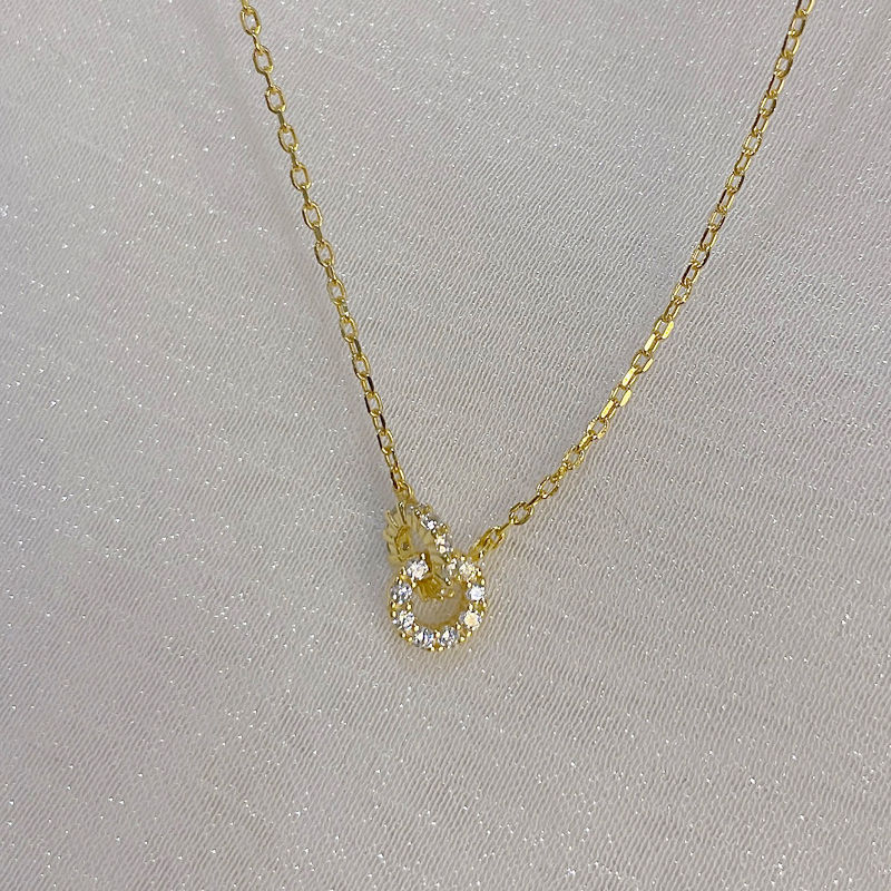 Miniature : New S925 Silver Round Choker Zircon For Women Fashion Chain Minimalist Dainty Do