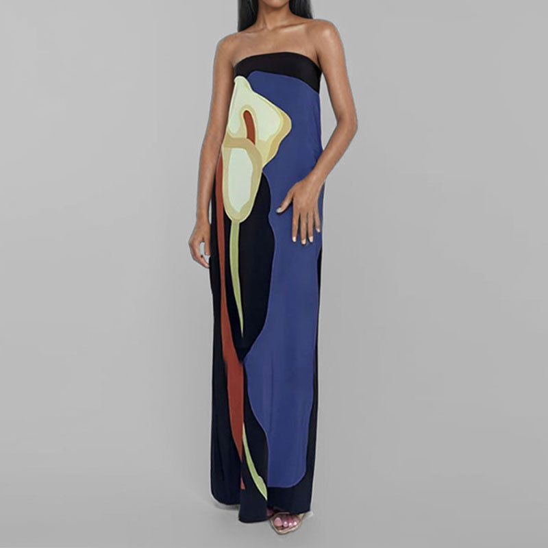 Miniature : Robe longue pour femmes, sans bretelles et dos nu