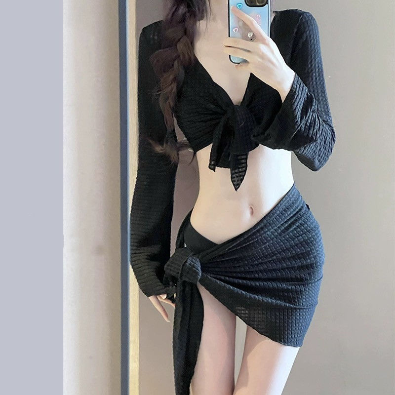 Thumbnail: Maillot de bain  manches longues – Ensemble 4 pièces femme avec push-up