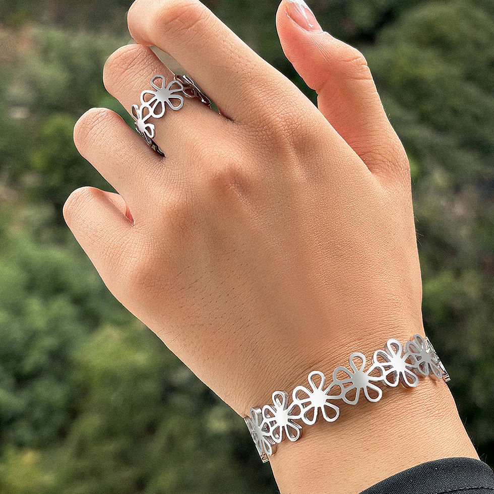 Miniature : Ensemble de bracelets et bagues en acier inoxydable