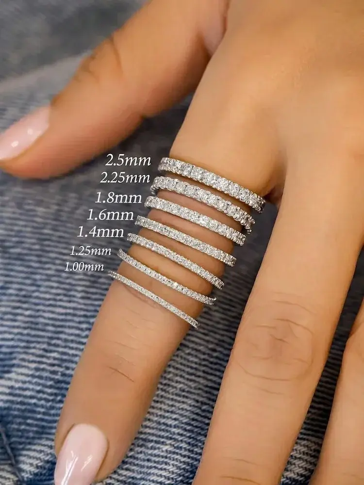 Miniature : Bague en argent sterling 925, luxueuse et tendance, avec zircon complet