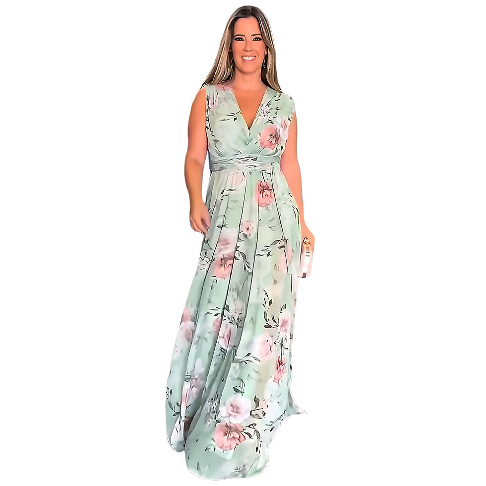 Miniature : Robe d’Été Tendance Femme – Élégante Sans Manches Dos Fendu Imprimé Chiffon