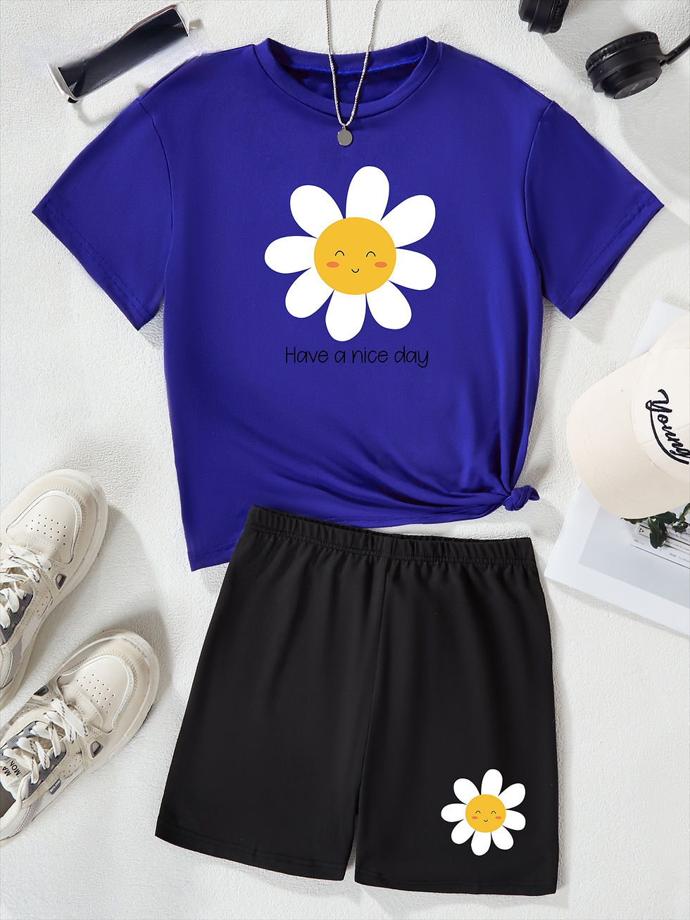 Miniatura: Ensemble été bébé fille 2 pièces – T-shirt manches courtes et short impri