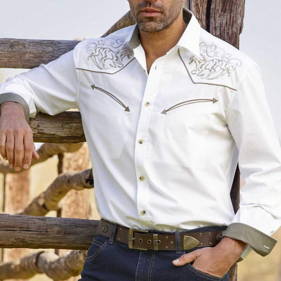 Thumbnail: Chemise rétro vintage imprimé cowboy western