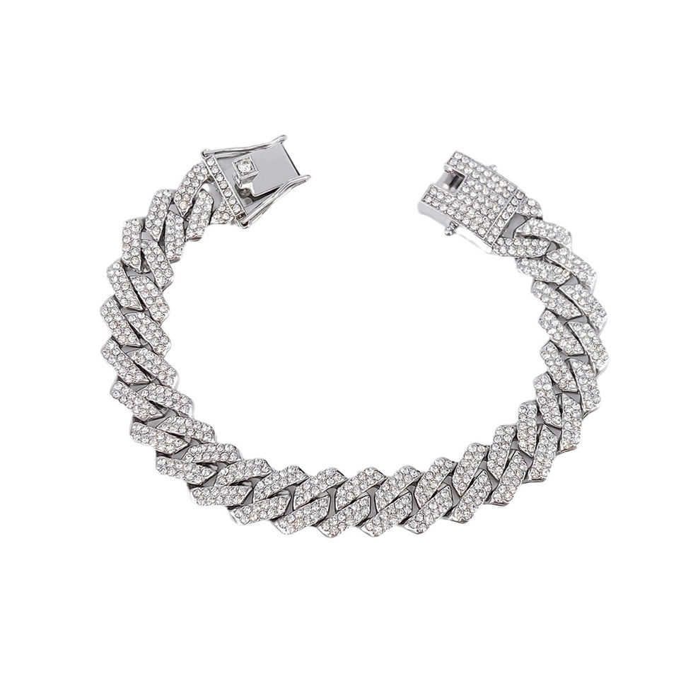 Miniature : Collier homme chaîne cubaine14 mm avec strass