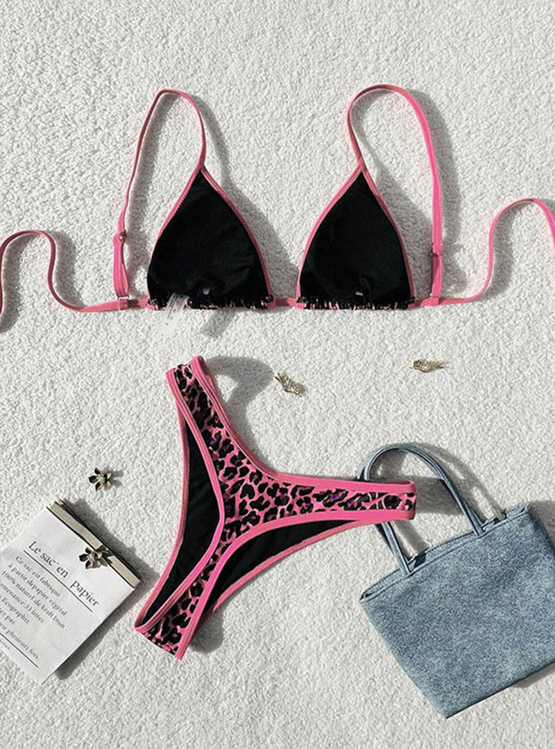 Thumbnail: Bikini  imprimé léopard, ensemble 2 pièces, taille basse.