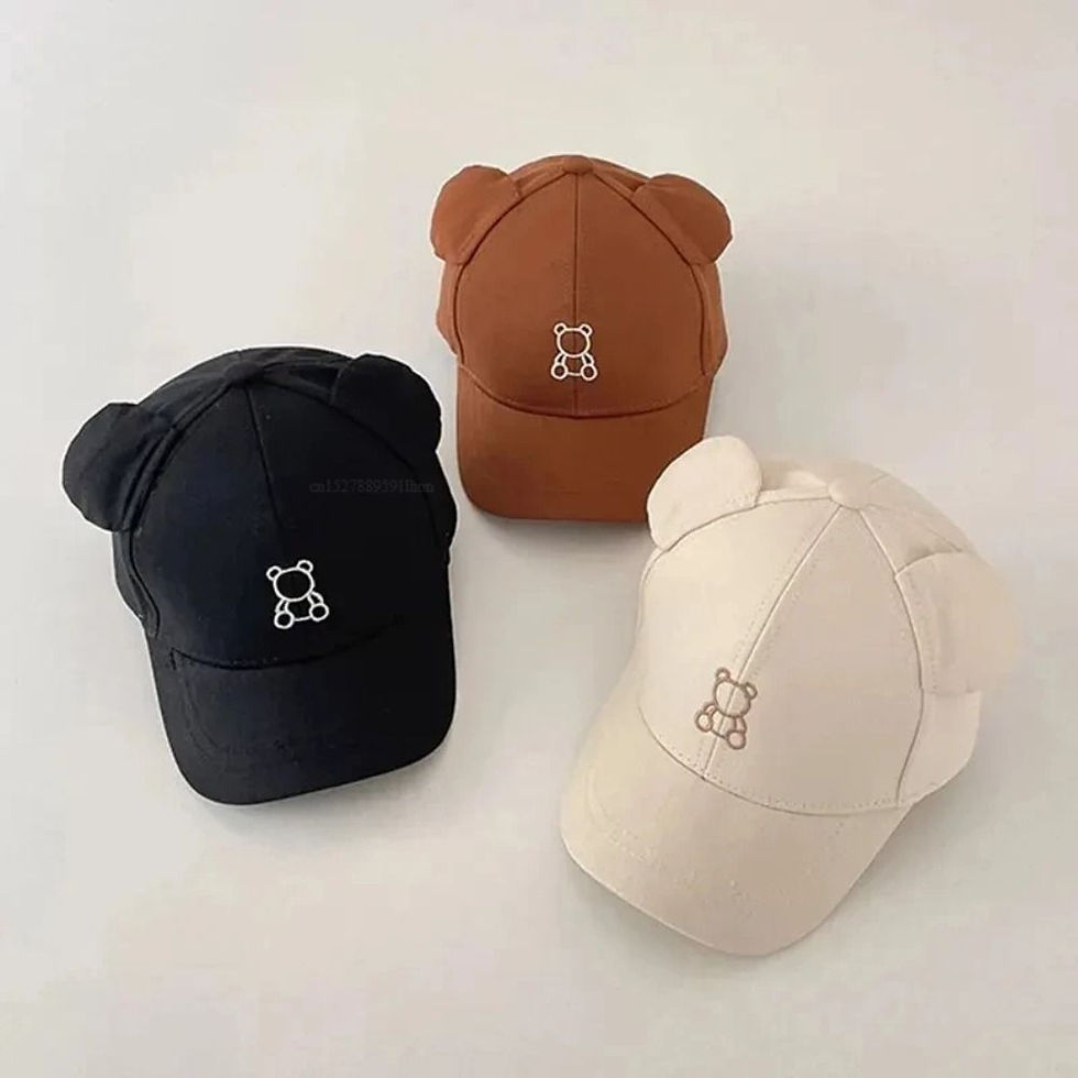 Miniatura: Casquette pour bébé motif ours cartoon, réglable,
