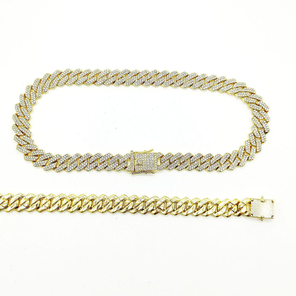 Miniature : Collier homme chaîne cubaine14 mm avec strass