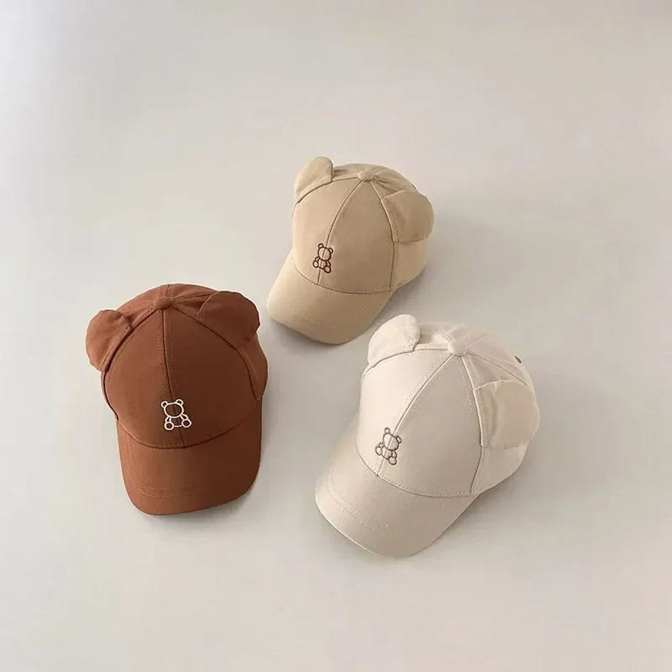 Miniatura: Casquette pour bébé motif ours cartoon, réglable,