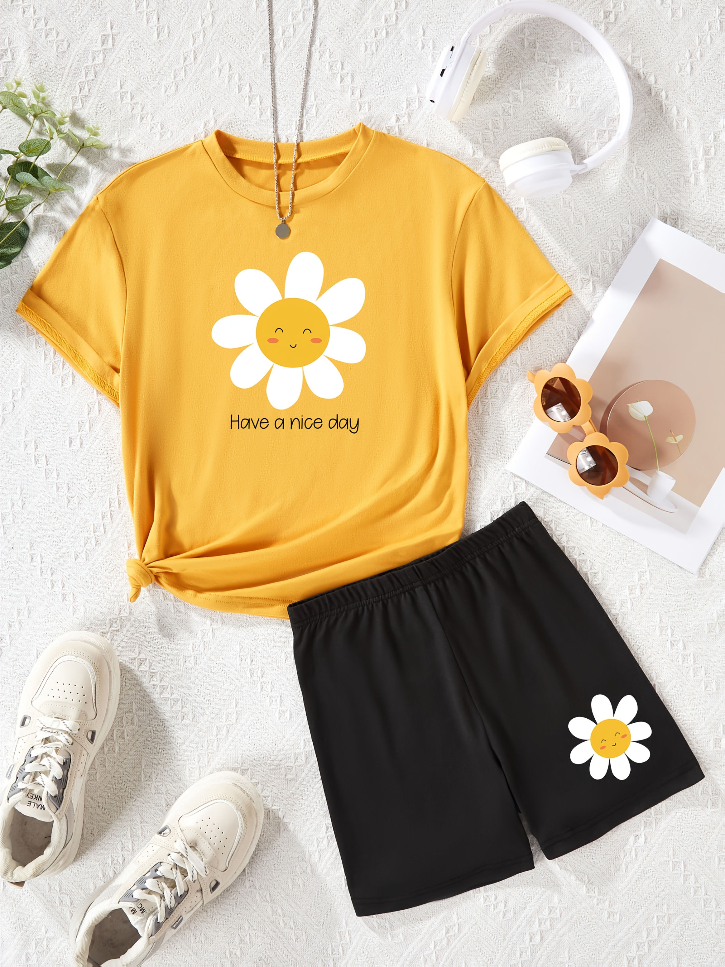 Ensemble été bébé fille 2 pièces – T-shirt manches courtes et short impri