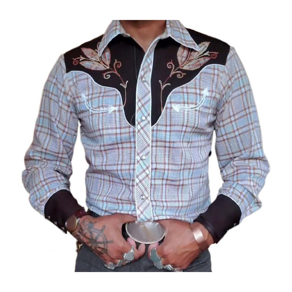 Thumbnail: Chemise rétro vintage imprimé cowboy western