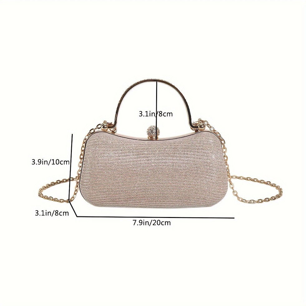 Miniature : Mini sac de soirée brillant – strass décoratifs, chaîne, sac à main luxe glitter
