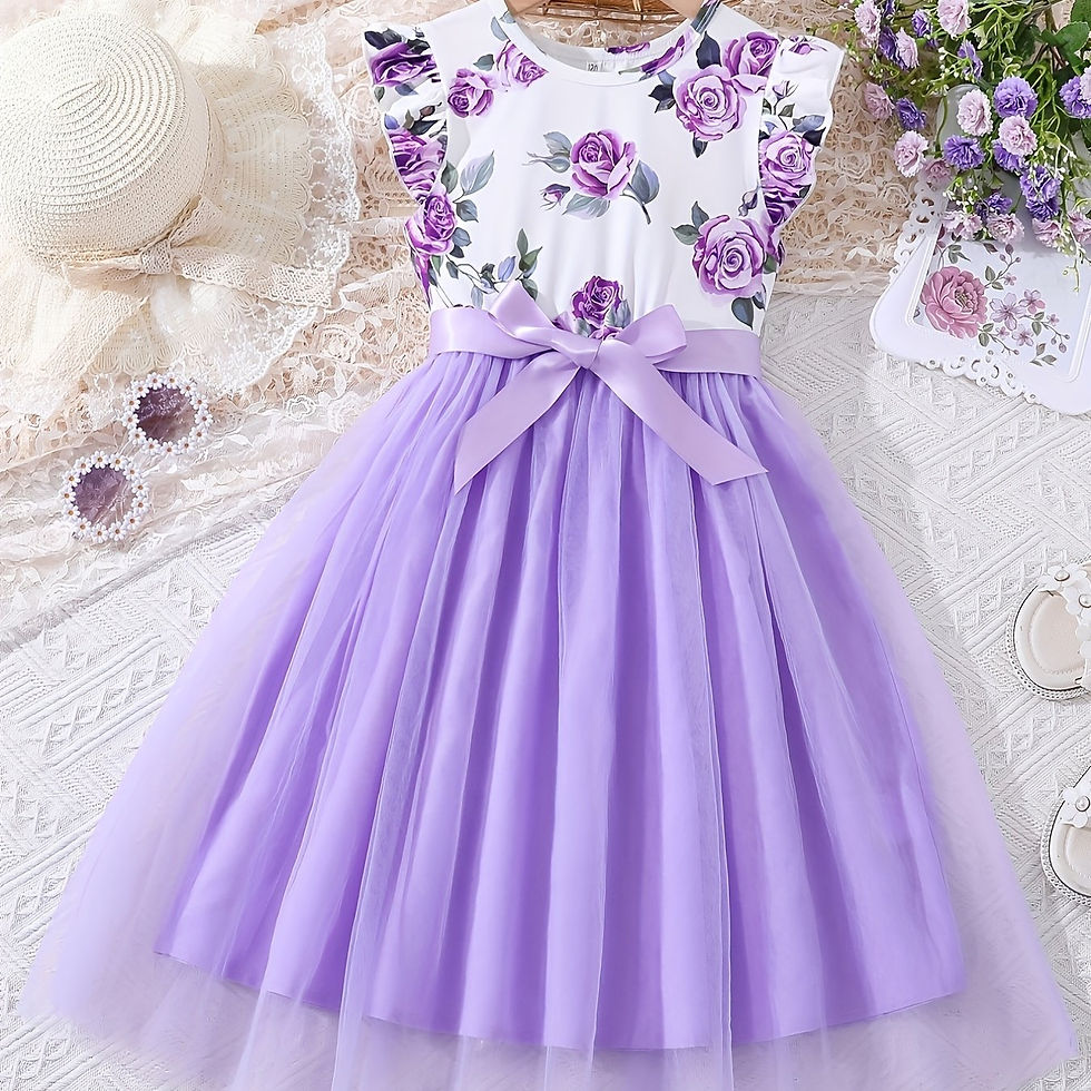 Miniatura: Belle robe princesse à fleurs pour filles – superbes coutures en tulle, style
