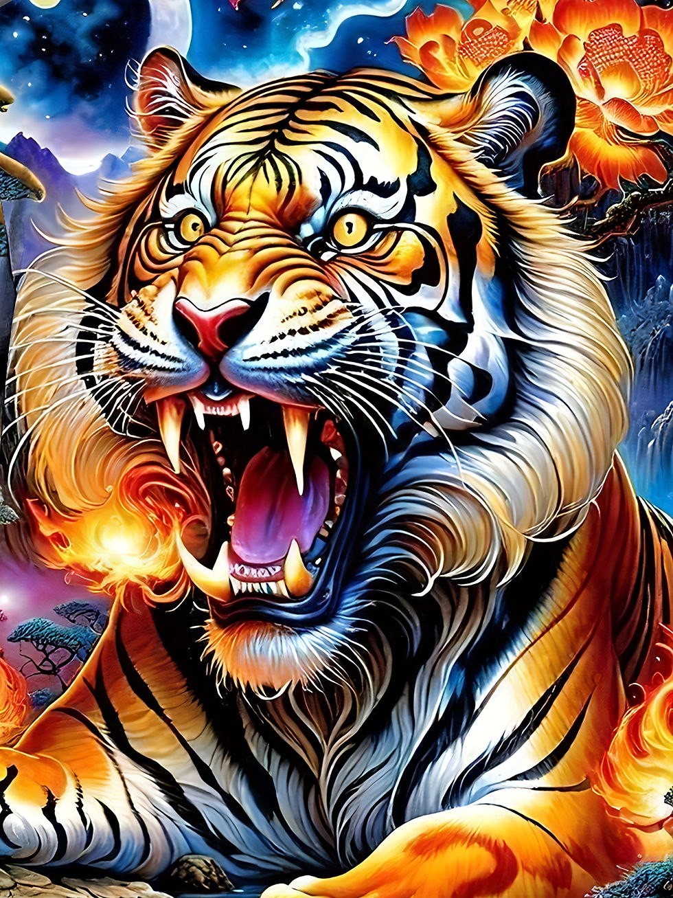 Thumbnail: T-shirt imprimé tigre 3D, motif animal, manches courtes
