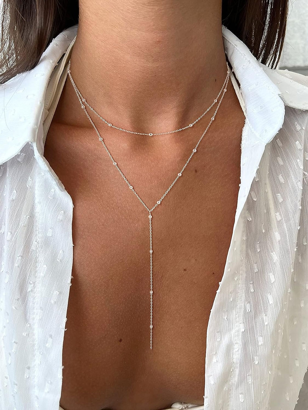 Miniature : Collier pour femme plaqué or 14K / argent avec pendentif en forme deY