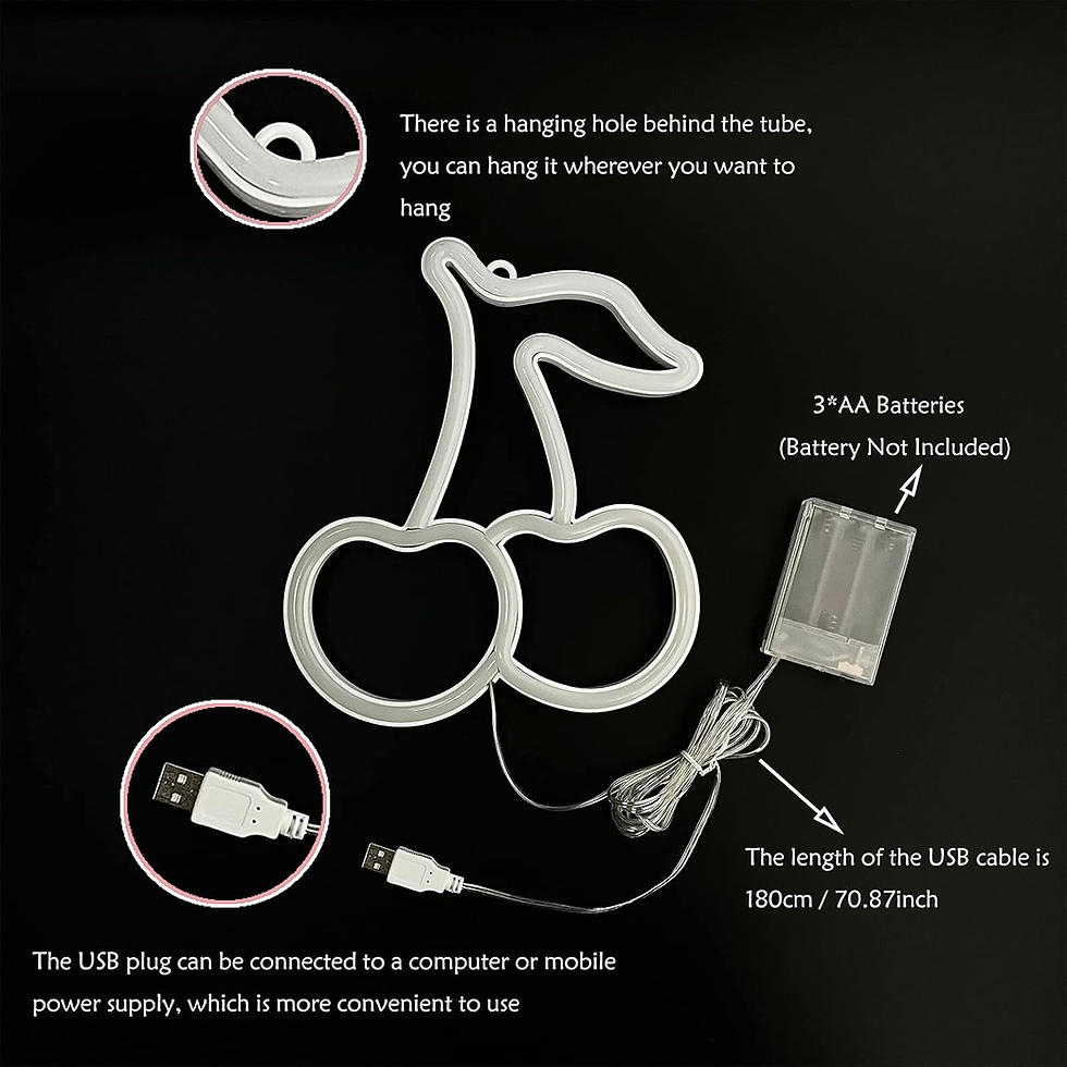 Thumbnail: Cherry Neon Sign Wall Light Usb/Battery Powered Neon Night Lamp.
