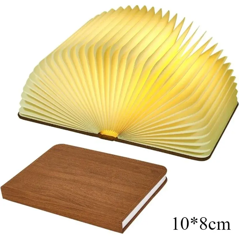 Thumbnail: 3D LED Book Light USB Rechargeable Night Light 3 Colors Foldable 