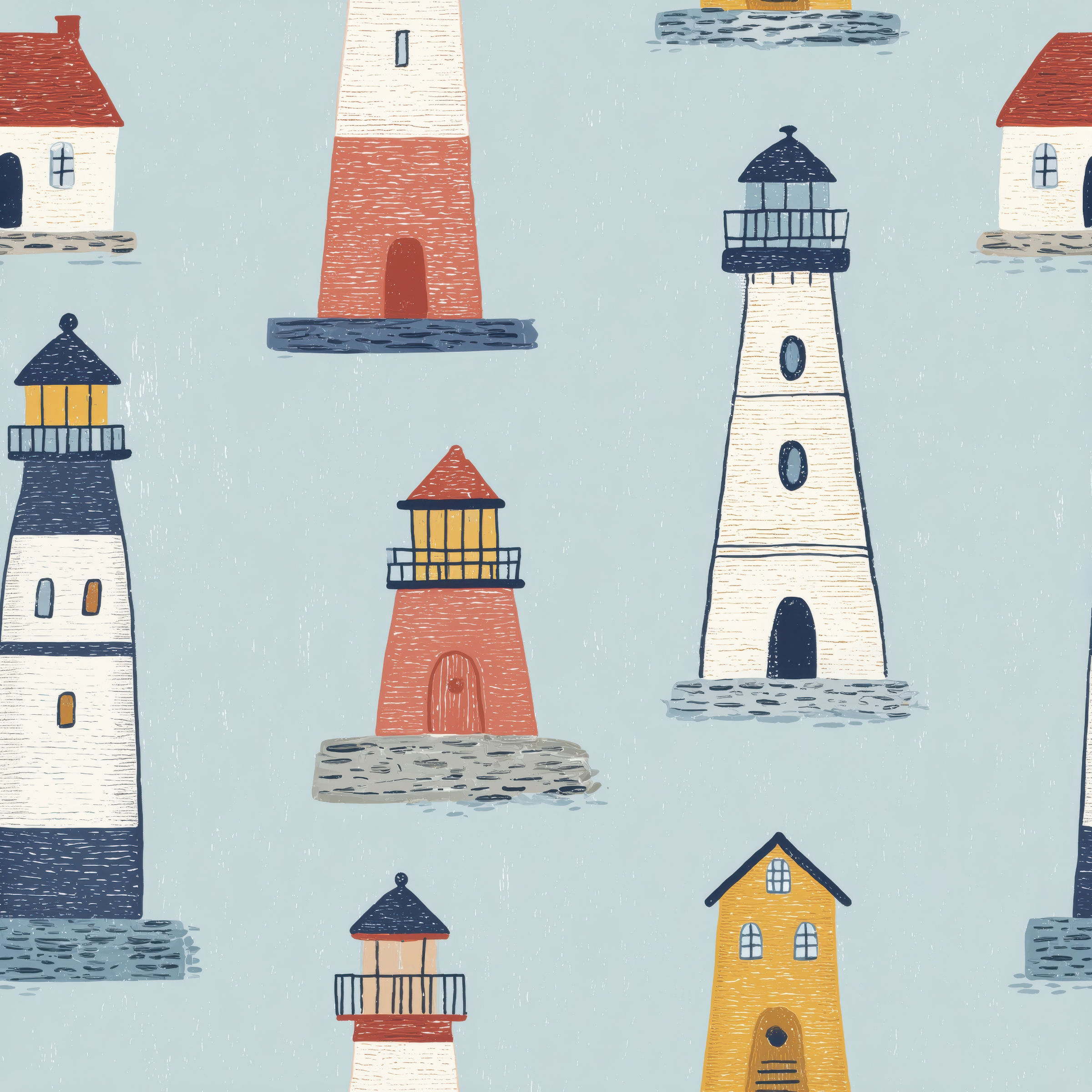 Lighthouse Print Pinafore Dress