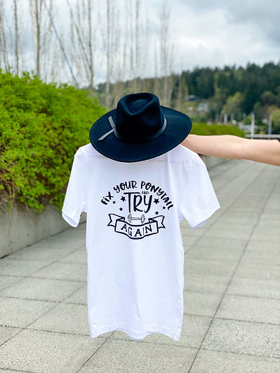 fix your ponytail tshirt image with hat