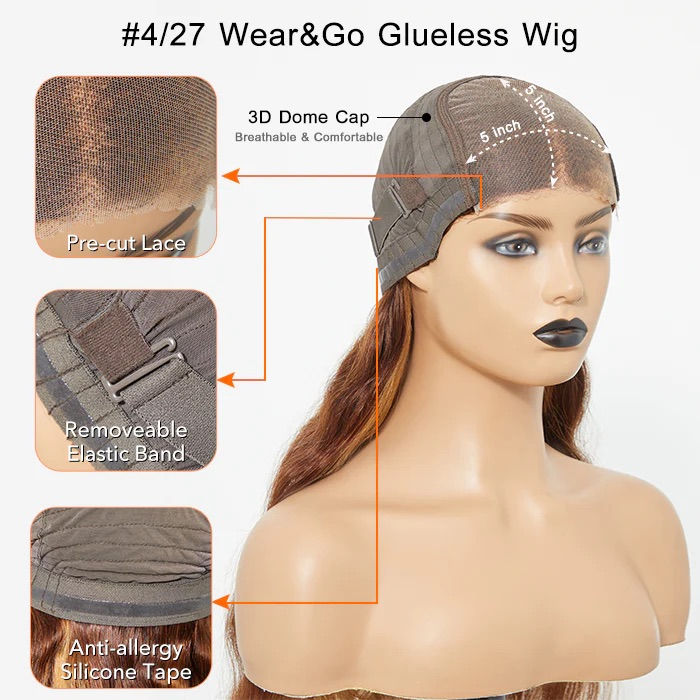 Thumbnail: Glueless Wig - #4-27 - 24 inch Body Wave 5X5